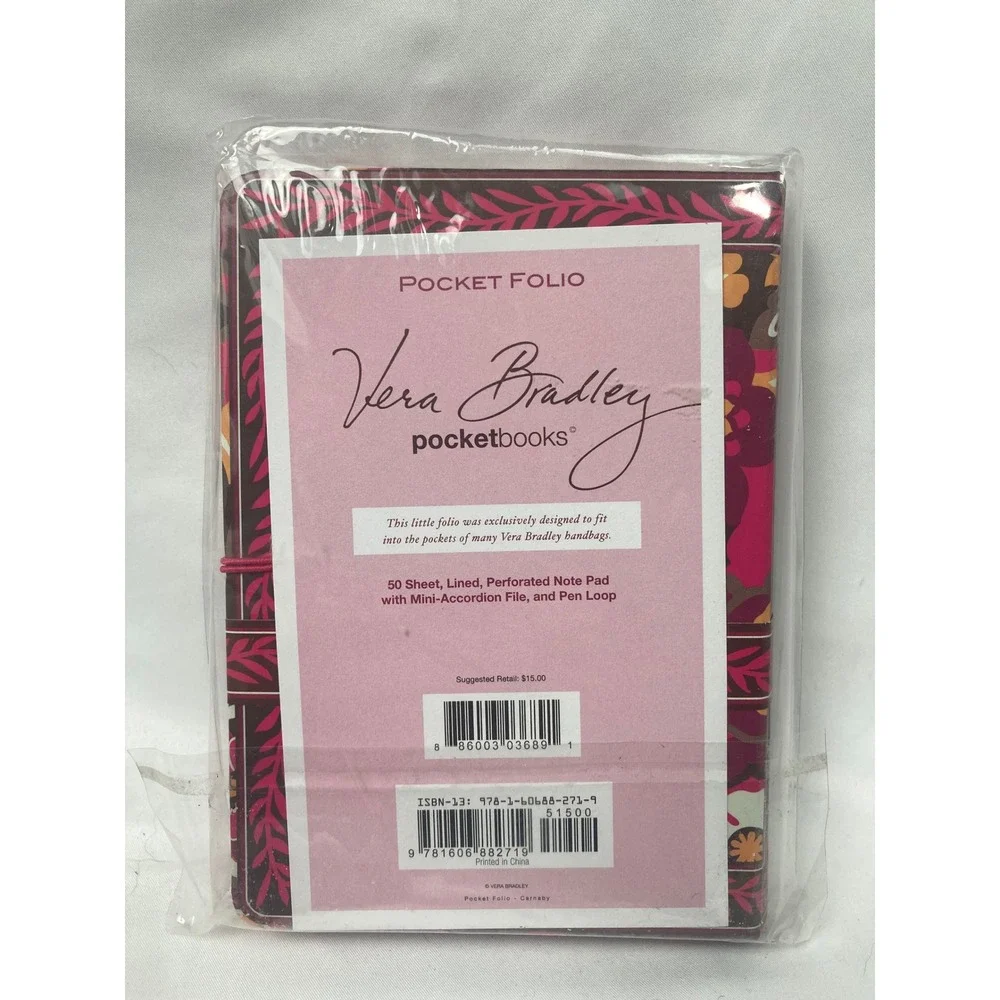 Vera Bradley Carnaby Pocket Folio PocketBooks New Sealed Note Pad Organizer